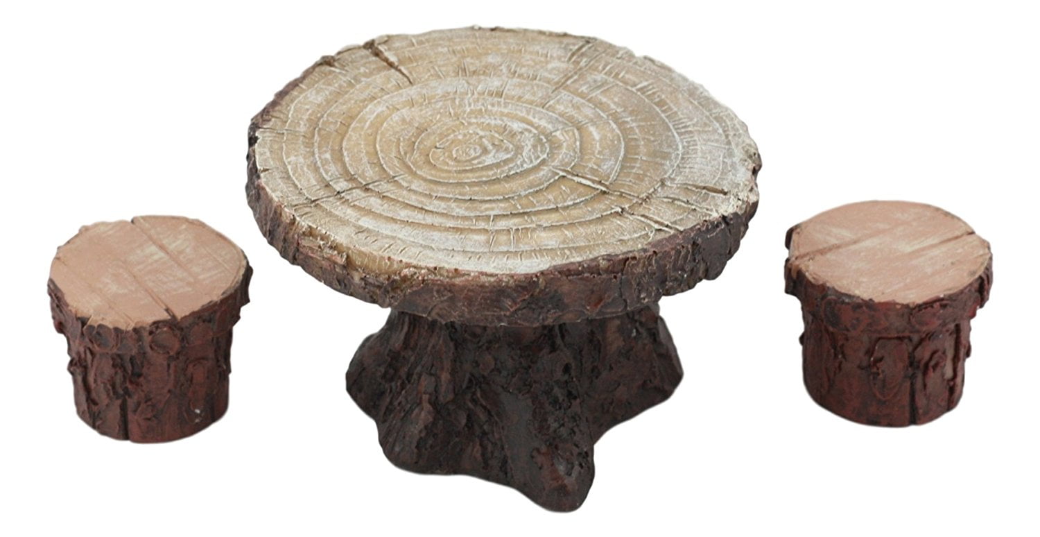 Ebros Enchanted Fairy Garden Miniature Tree Stump Table And 2 Stool Chairs Statues Cottage Garden Mini Figurines Set Whimsical Gardens Do It Yourself Ideas For Your Home Walmart Com
