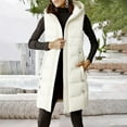 thumbnail image 2 of Breezora Women's Detachable Hood Mid Length Quilted Vest Warm Stylish Winter Padded Sleeveless Coat M Size White, 2 of 5