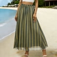 thumbnail image 2 of Jinhomg Womens Chiffon Long Skirt Elastic High Waist Striped Maxi Skirts Tiered Pleated A Line Boho Flowy Skirt, 2 of 8
