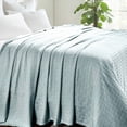 thumbnail image 3 of Superior Basketweave All-Season Cotton Blanket, Twin, Light Blue, 3 of 11