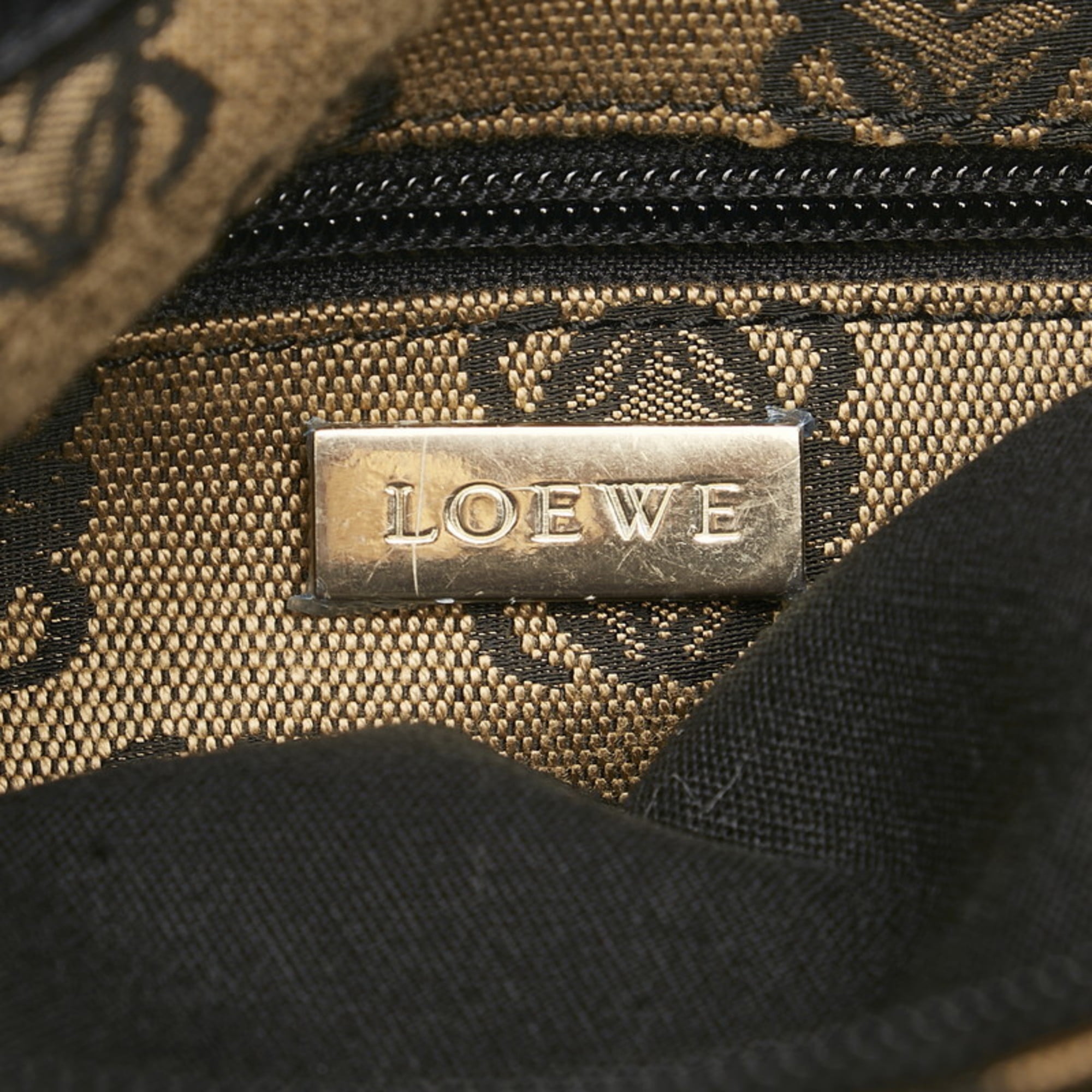 Authenticated used Loewe Anagram Shoulder Bag Black Beige Canvas Leather Ladies Loewe, Adult Unisex, Size: (HxWxD): 30.5cm x 27cm x 2cm / 12'' x 10.62