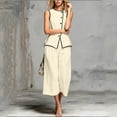 thumbnail image 4 of BRELIL Women Two Piece Sets Round Neck Sleeveless Tank Tops Wide Leg Pants Summer Casual Loungewear Matching Sets Vacation Travel Outfits Boho Solid Loose Tracksuit, Yellow 2XL, 4 of 6