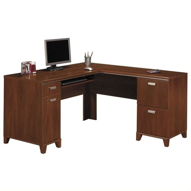 Bush Tuxedo L Shape Wood Computer Desk In Hansen Cherry