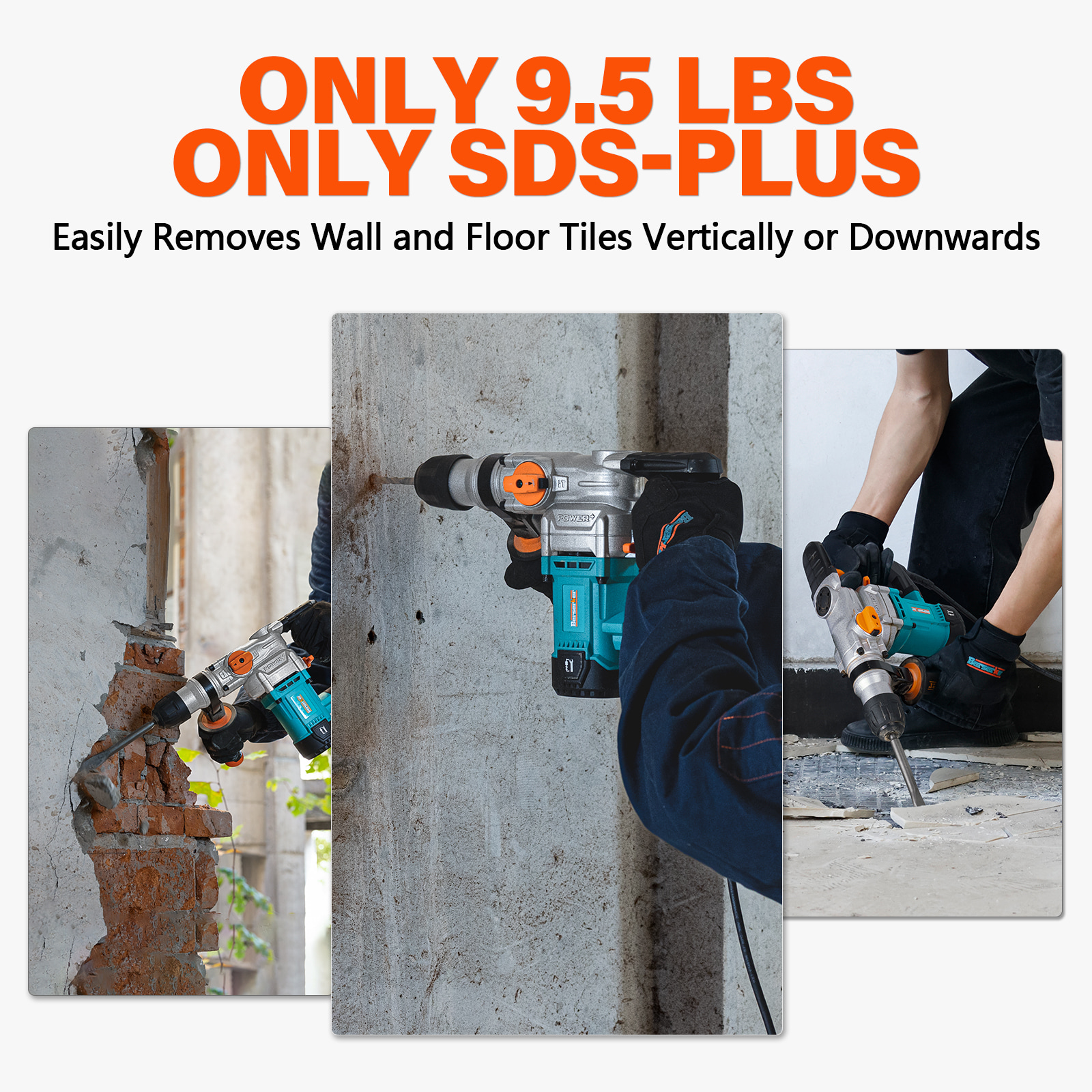 Berserker 9-Amp SDS-Plus Rotary Hammer Drill with Safety Clutch, 3-Function, includes Bits, Chisels, Case