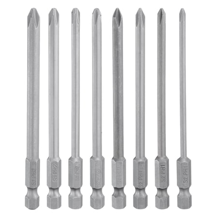 Uxcell 8Pcs Phillips Screwdriver Bit Set 4" Length Magnetic Cross Drill Bits