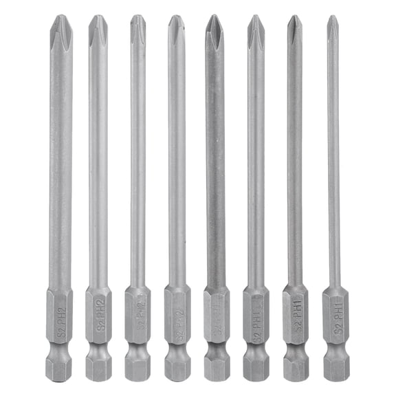 Uxcell 8Pcs Phillips Screwdriver Bit Set 4" Length Magnetic Cross Drill Bits