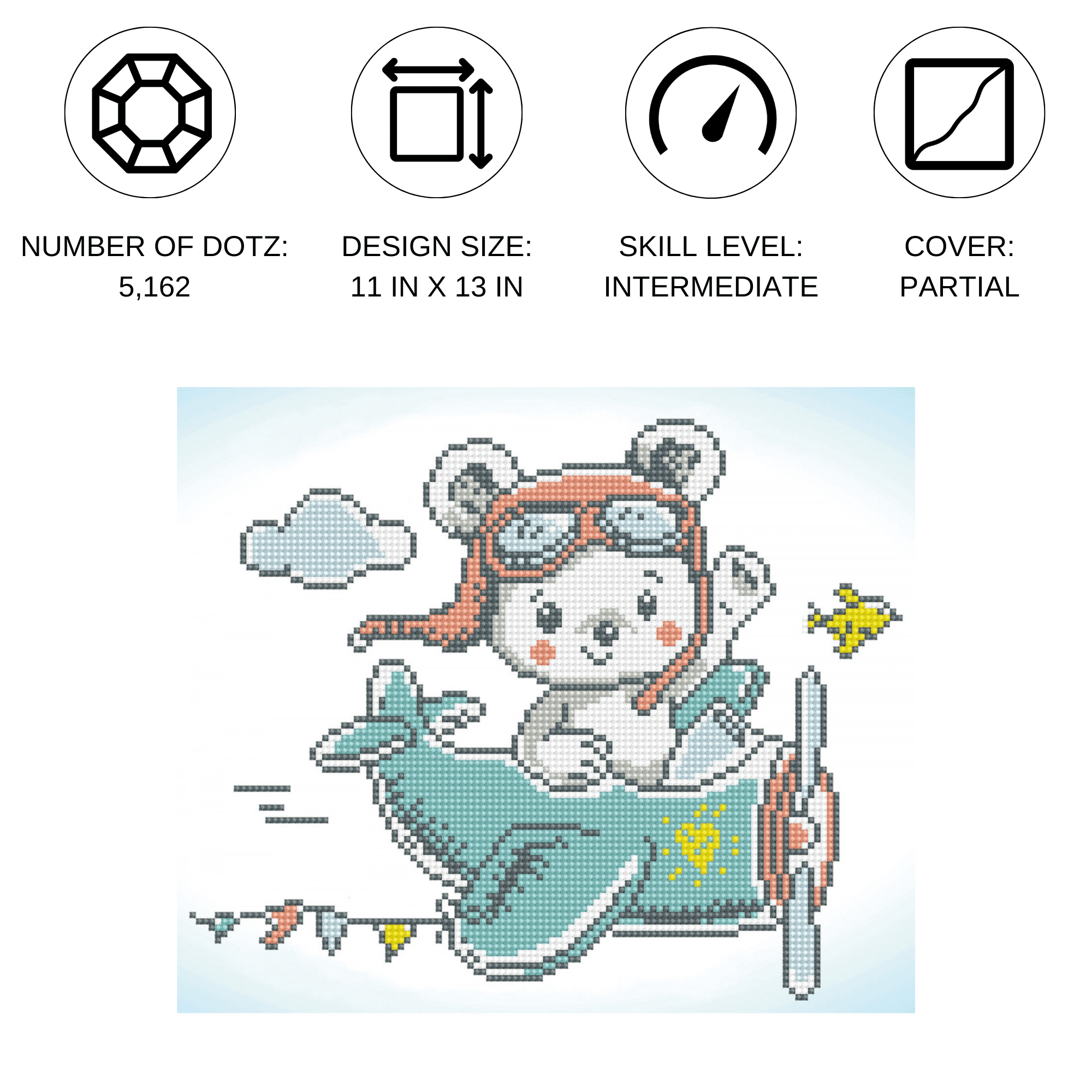 Diamond Dotz Aero Bear Diamond Painting Kits for Adults - Diamond Art Kits a Relaxing Creative Craft Kit with Dotz Gems 11x13