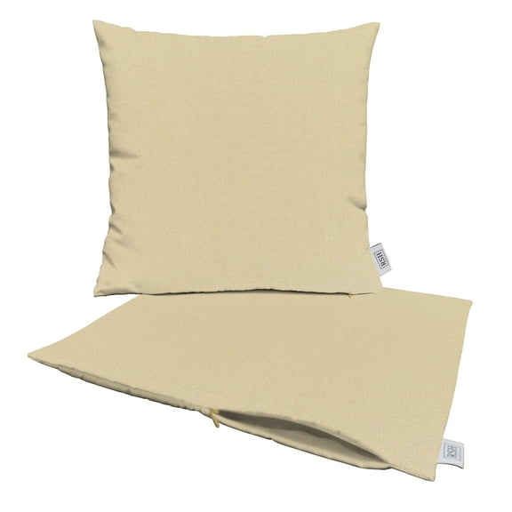 RSH Decor: Sunbrella Pillow Covers Set of 2 | 24" x 24" Square Covers | Weather-Resistant Sunbrella Fabric | Canvas Antique Beige