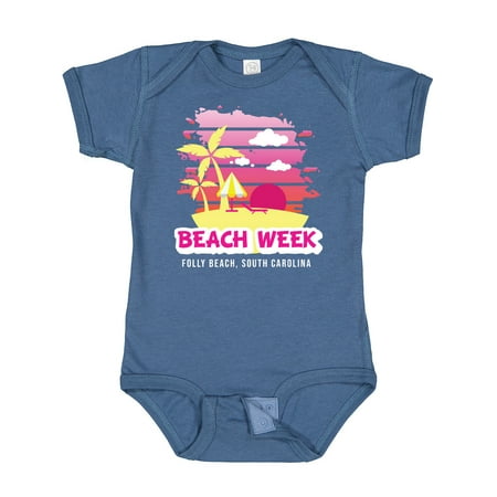 

Inktastic Beach Week Folly Beach South Carolina with Palm Trees Gift Baby Girl Bodysuit