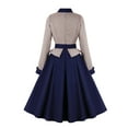 thumbnail image 4 of DeHolifer Women Dresses 1950s Vintage Audrey Hepburn Style Cocktail Party Swing Long Sleeve Dresses Retro Rockabilly Prom Dresses Navy 2XL, 4 of 7