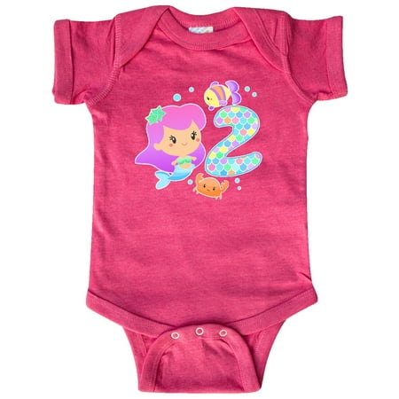 

Inktastic Second Birthday Mermaid with fish and crab Gift Baby Girl Bodysuit