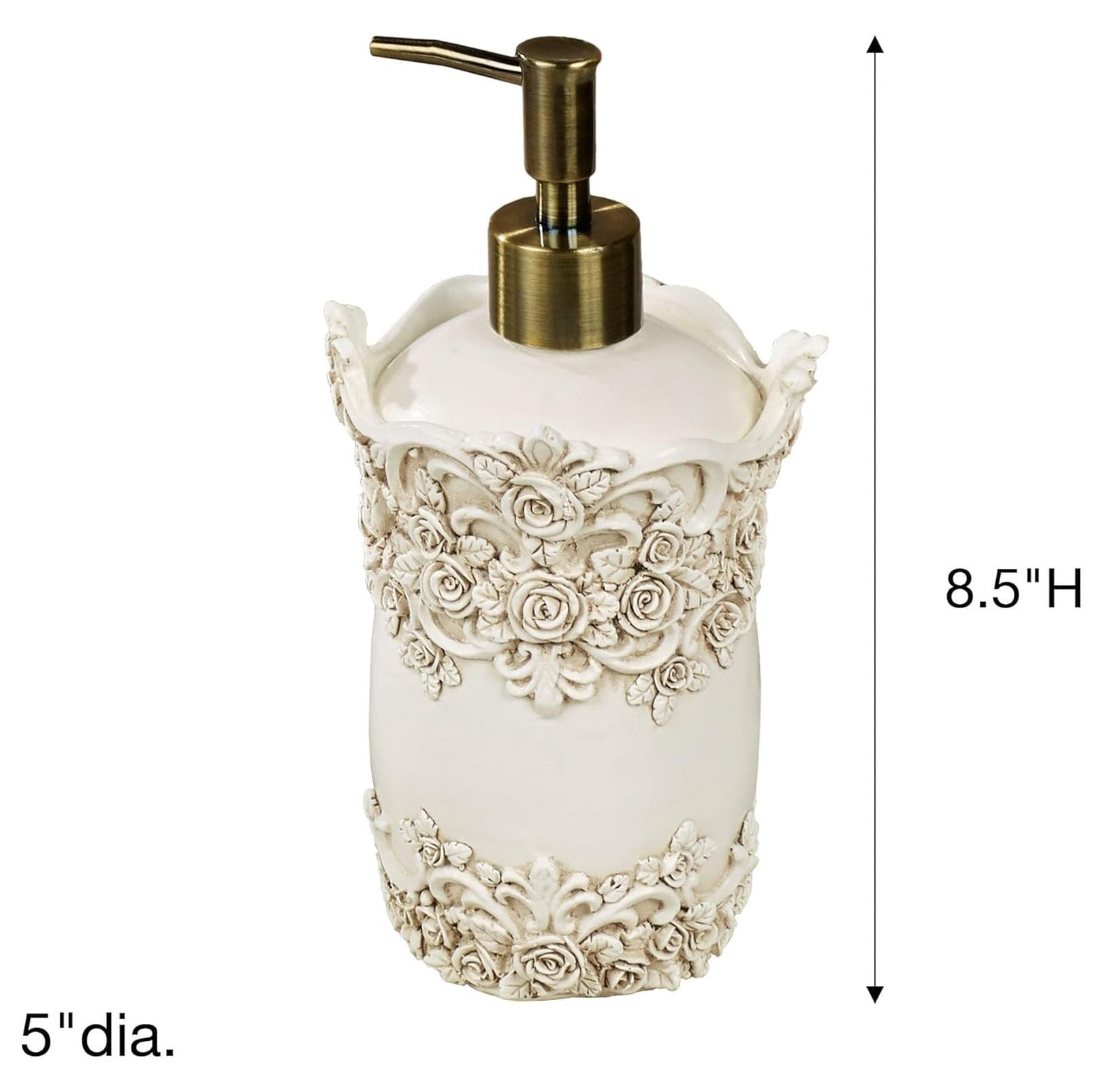 Victoria Rose Antique Ivory Soap Dispenser for Bathroom or Vanity Area
