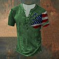 thumbnail image 2 of ADSSDQ Mens Distressed Henley Shirts Retro Short Sleeve Tee Shirts Casual Button Down Washed T-Shirts for Men Green M, 2 of 4