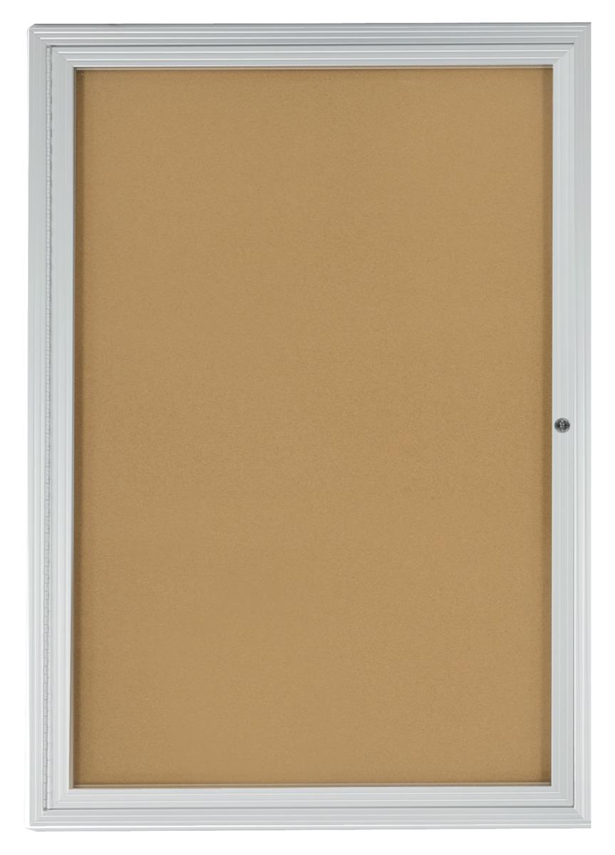 Displays2go 2x3 Foot Cork Enclosed Bulletin Board, 24" x 36" with
