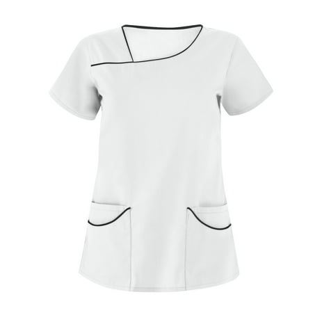 

Clearance! MIARHB Women s Solid Color Short Sleeve Overalls With Double White M