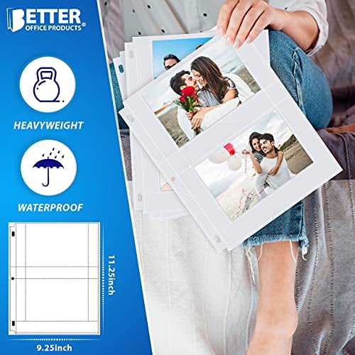 Photo Album for 4x6 Pictures, 2-Ring Mini Hard Cover Photo Binder, Holds 36  4x6 Photos with Clear Heavyweight Pocket Sleeves, by Better Office