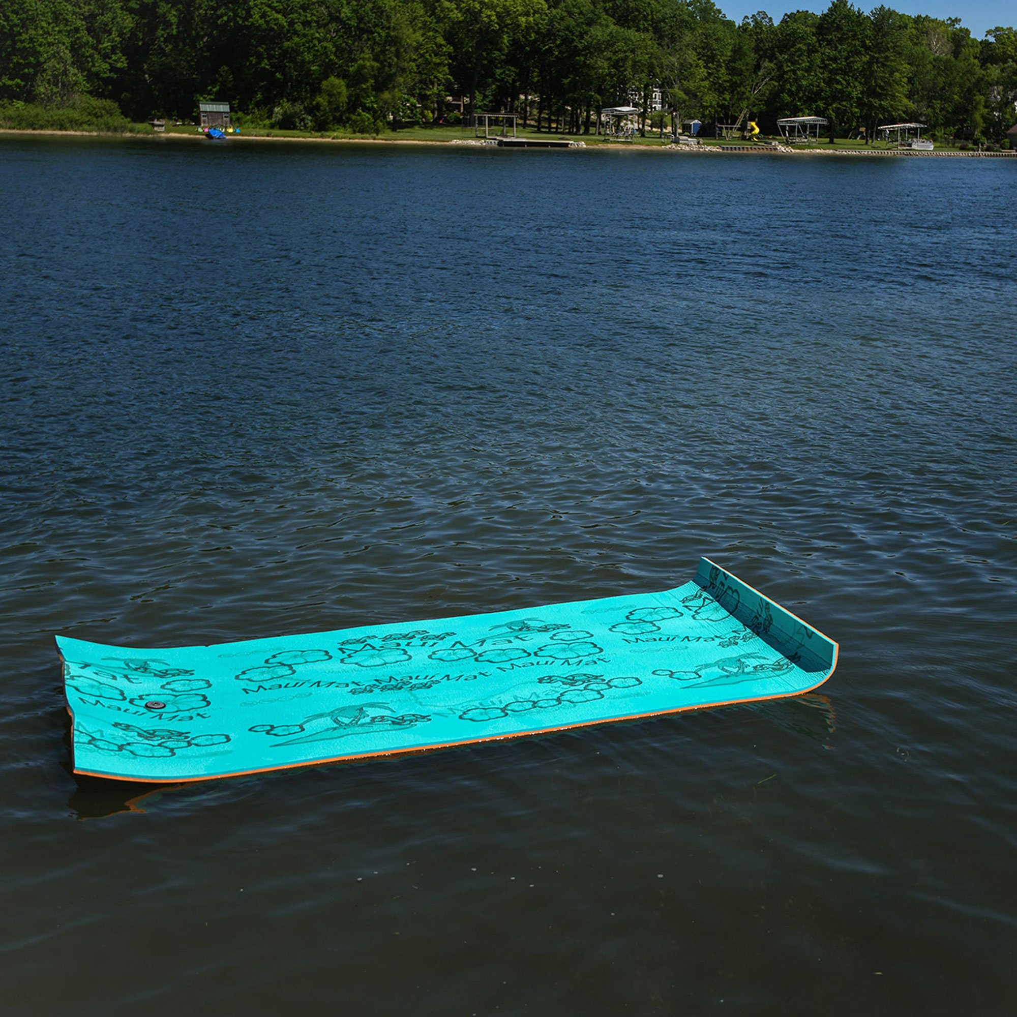 Aqua Lily Pad 14 Ft Maui Water Playground Floating Foam Island Mat, Orange/Teal