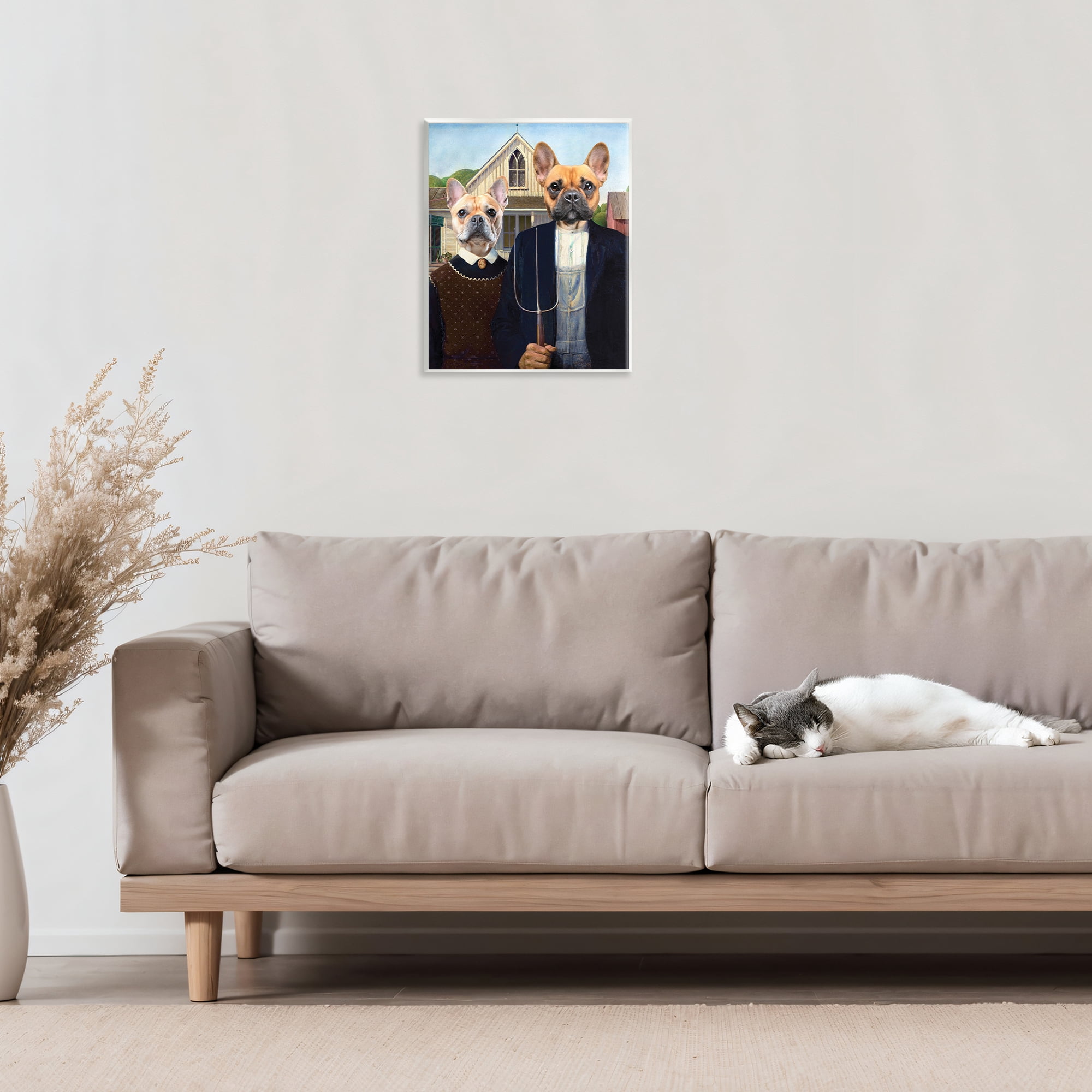 Stupell Industries French Bulldogs Iconic Farmers Wall Plaque Art, design by Grotto Studios