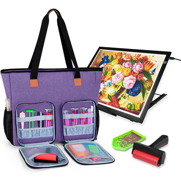 LUXJA Carrying Case for Diamond Painting Accessories and A3 Light Pad, Diamond Painting Bag for A3 and B3 Light Box (Bag Only), Purple