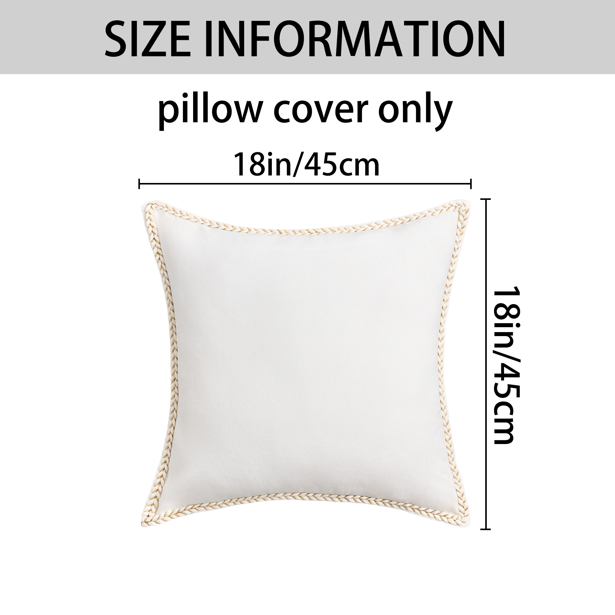 Unique Bargains Pack of 2 Soft Solid Throw Pillow Covers Cases for Couch 18" x 18" White