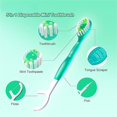 thumbnail image 3 of Disposable Toothbrushes with Toothpaste, 5 in 1 Mini Toothbrush & Floss & Tongue Scraper & Toothpick Set, Disposable Mini Toothbrushes with Toothpaste, Mini Portable Travel Set (Peach Flavor)-M, 3 of 7