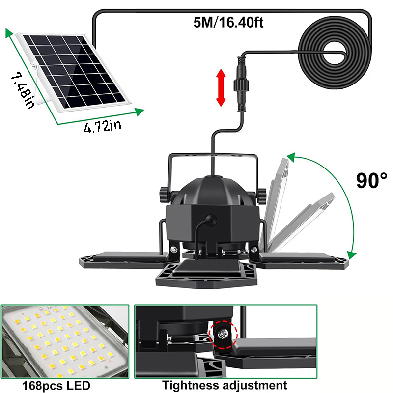 OCEST 4-Head Solar Pendant Light with Remote Control photo 6