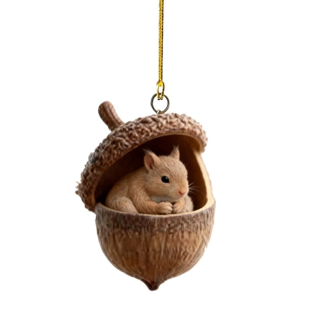 1/8 piezas Adorno navideño Adorno acrílico con forma de bellota de animales del bosque Decoración colgante para fiestas navideñas Regalo de Navidad
