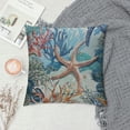thumbnail image 2 of Shiartex  Nautical Coastal Throw Pillow Covers Beach Themed Ocean Seashell Coral Starfish Couch Decorative Pillow Cases Outdoor Sofa Cushion Cover for Bedroom Living Room, Blue White, 2 of 5