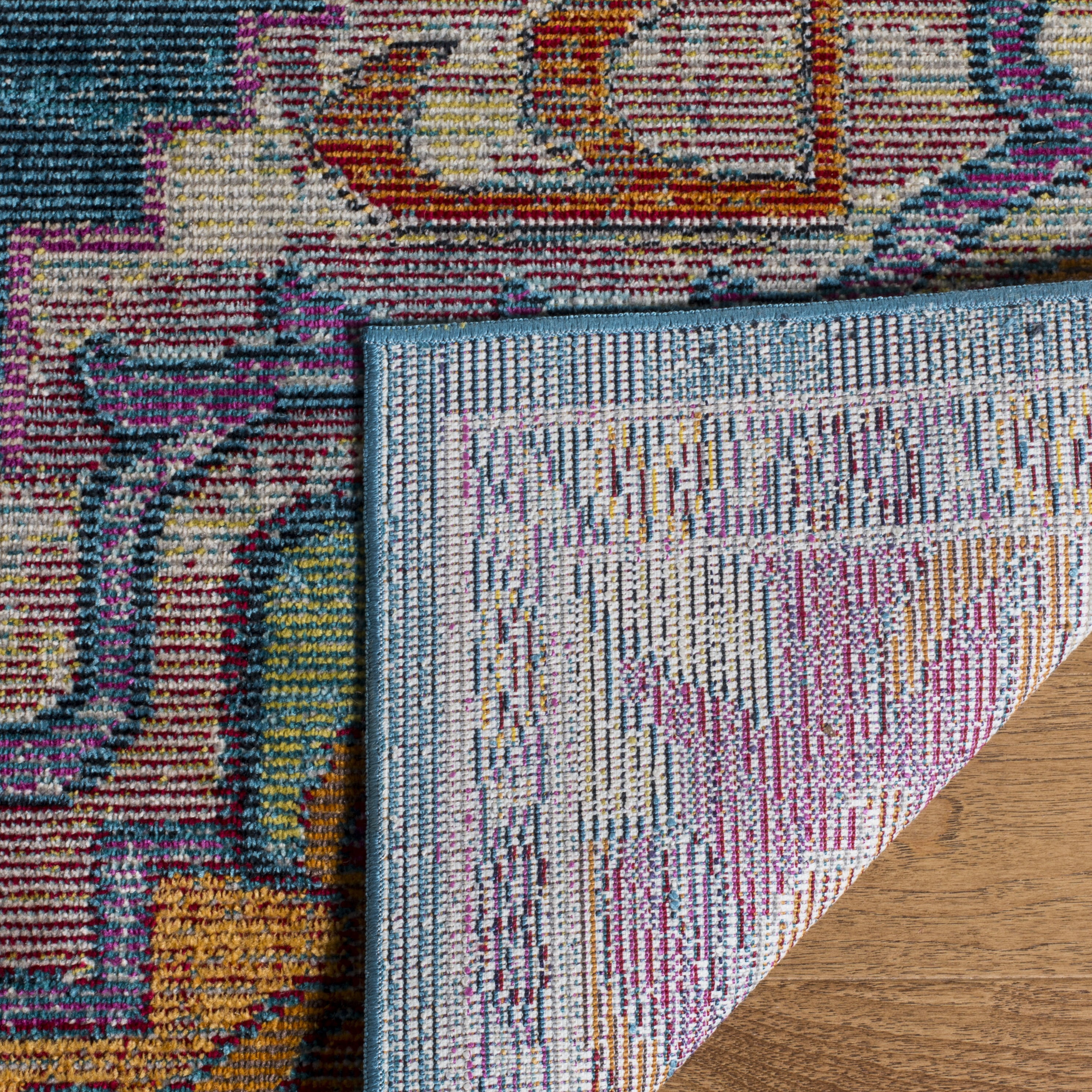 SAFAVIEH Crystal Debra Southwestern Area Rug, Teal/Rose, 9' x 9' Square