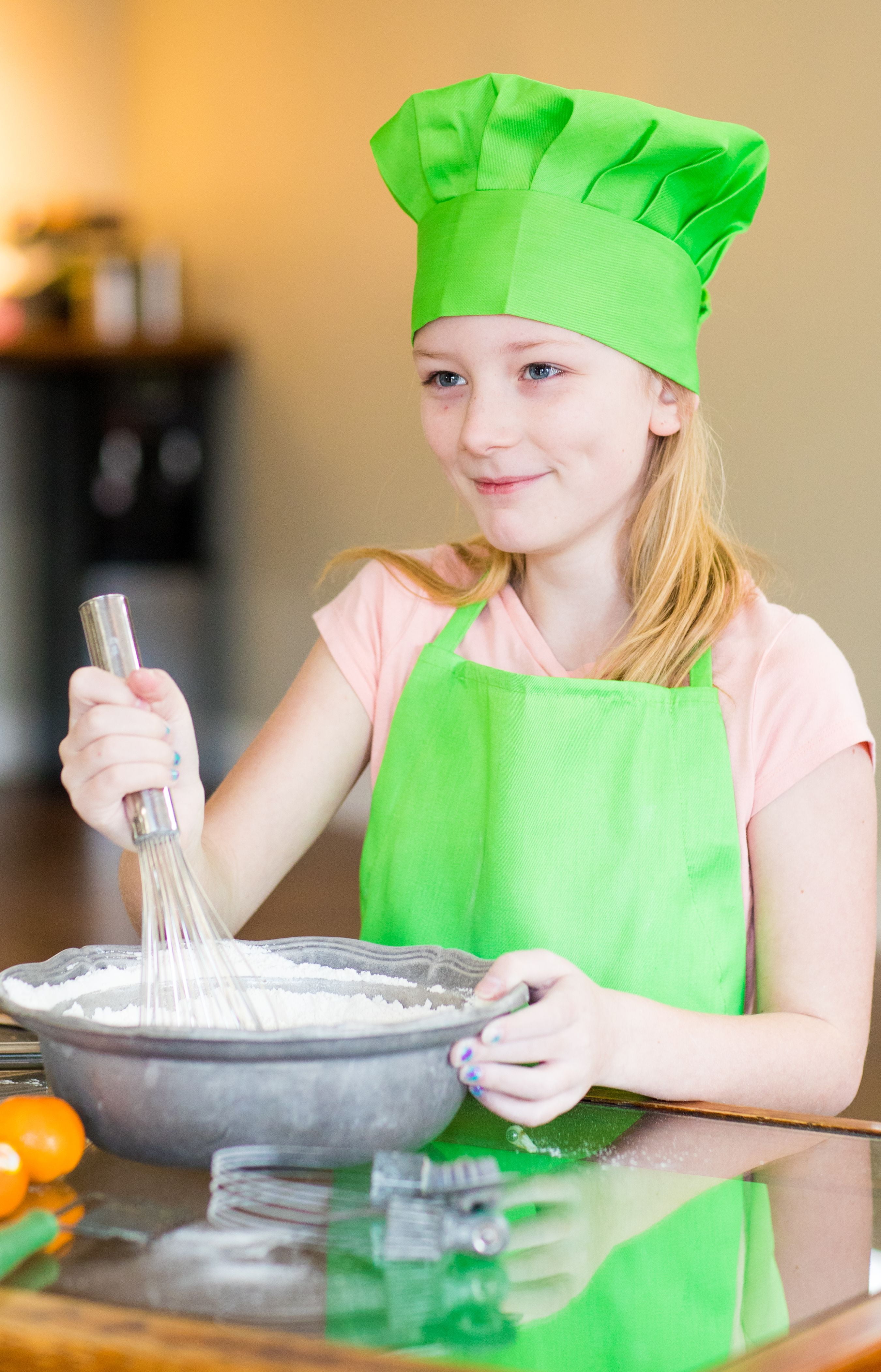 Kids Aprons Child Chef Hats, Satin Baseball Jacket (Red)