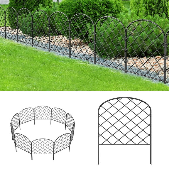 24" (H) x 10FT (L) Metal Decorative Garden Fence Outdoor Patio Barrier Compact Spacing