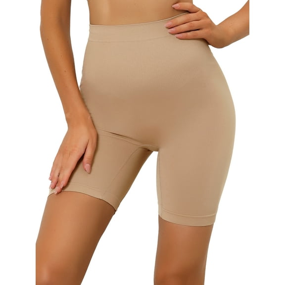 INSPIRE CHIC Women's High Waisted Shapewear Slip Shorts Thigh Slimmers Tummy Control Knickers Panties Small Beige