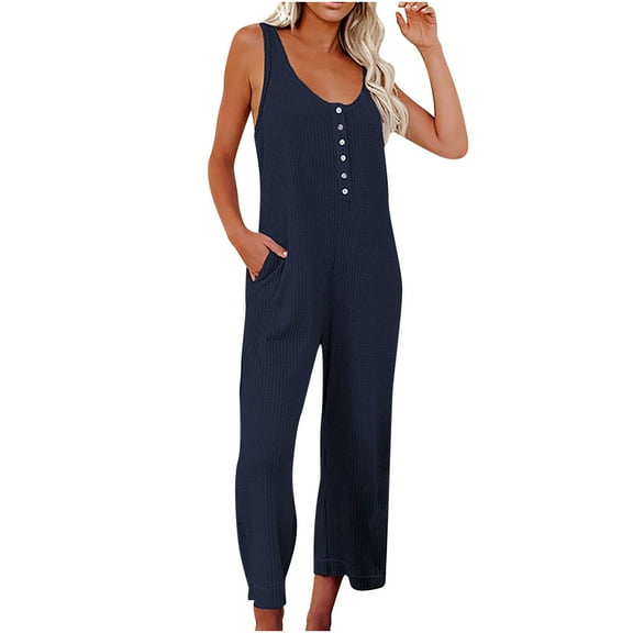 Ozmmyan Jumpsuits for Women Fashion Bib Pants Overalls Baggy Rompers Jumpsuits with Pockets Casual Loose Bib Overall on Clearance, Gifts for Women