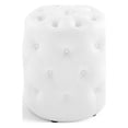 thumbnail image 3 of Tufted Accent Chair Ottoman, Round, Faux Leather, White, Modern Contemporary Urban Design, Living Lounge Room Hotel Lobby Hospitality, 3 of 6