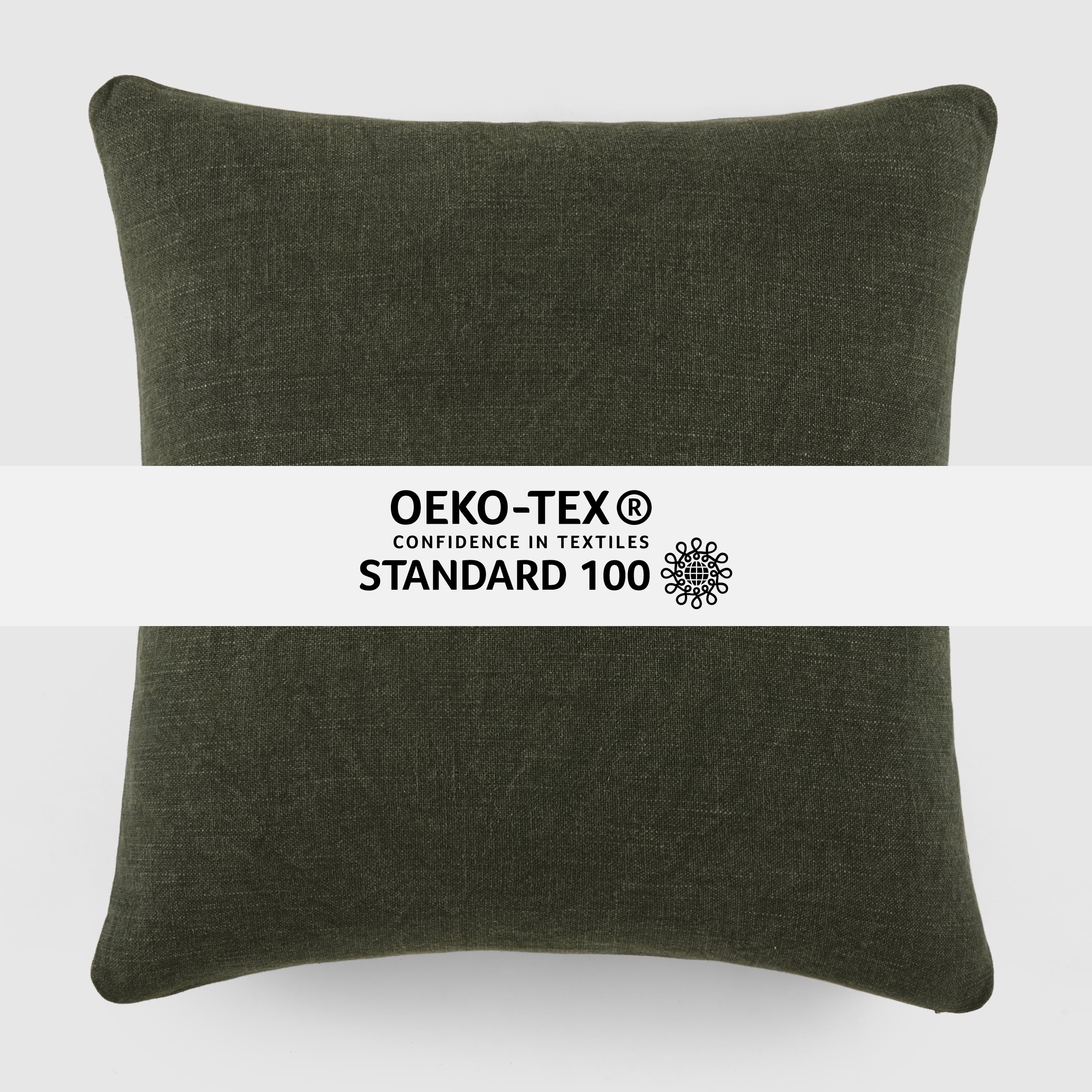 Noble Linens 2-Pack Cotton Slub Decor Throw Pillows Solids Olive & Natural