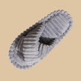 thumbnail image 4 of Xfvqtps Women Fluffy Slippers Cross Strap Stripe Open Toe Versatile Indoor Home Funny Winter Non-Slip Thick Sole Plush Slippers Gray, 4 of 7