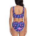 thumbnail image 3 of Honeii Blue Skull Rose Print Women’s Bikini Set,Two Piece Swimsuit Bathing Suits,Stylish High Elasticity Swimwear for Beach and Pool, 3 of 7