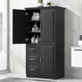 thumbnail image 2 of Storage Cabinet,Tall Storage Cabinet with Doors, Storage for Kitchen, Laundry or Utility Room, Bathroom/Office,Entryway,Cabinet with Three Drawers and Adjustable Shelf,Black, 2 of 7