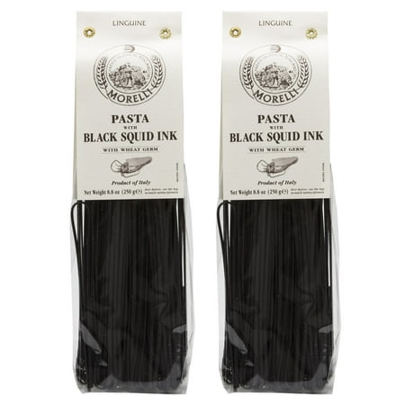 Morelli Pasta - Imported Italian Linguine with Black Squid Ink - 8.8oz (Best Squid Ink Pasta)