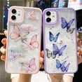 thumbnail image 2 of Cartoon Clear Glitter Butterfly Soft Shockproof Phone Case For iPhone 15 14 12 13 11 Pro Max XS Max XR X 7 8 Plus SE Cute Shell Pink For 11 Pro Max, 2 of 5