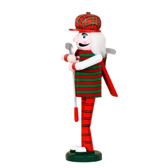 Classical Striped Golf Player Nutcrackers Solid Wood Base Holiday Decoration