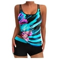 thumbnail image 1 of Maillots de Bain Grande Taille pour Femmes, Tankini Maillots de Bain pour Femmes Deux Pièces Maillots de Bain Col Rond Bloc de Couleur Débardeurs Longs avec Shorts P-5TG Maillots de Bain pour Femmes, 1 of 2