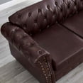 thumbnail image 5 of FFH Faux Leather Sofa with Storage Function - 85.8 Inch Sofa with Tufted Back - Leather Coach for Living Room with 3 Throw Pillows - Living Room Couch - Vintage Faux Leather in Brown, 5 of 9