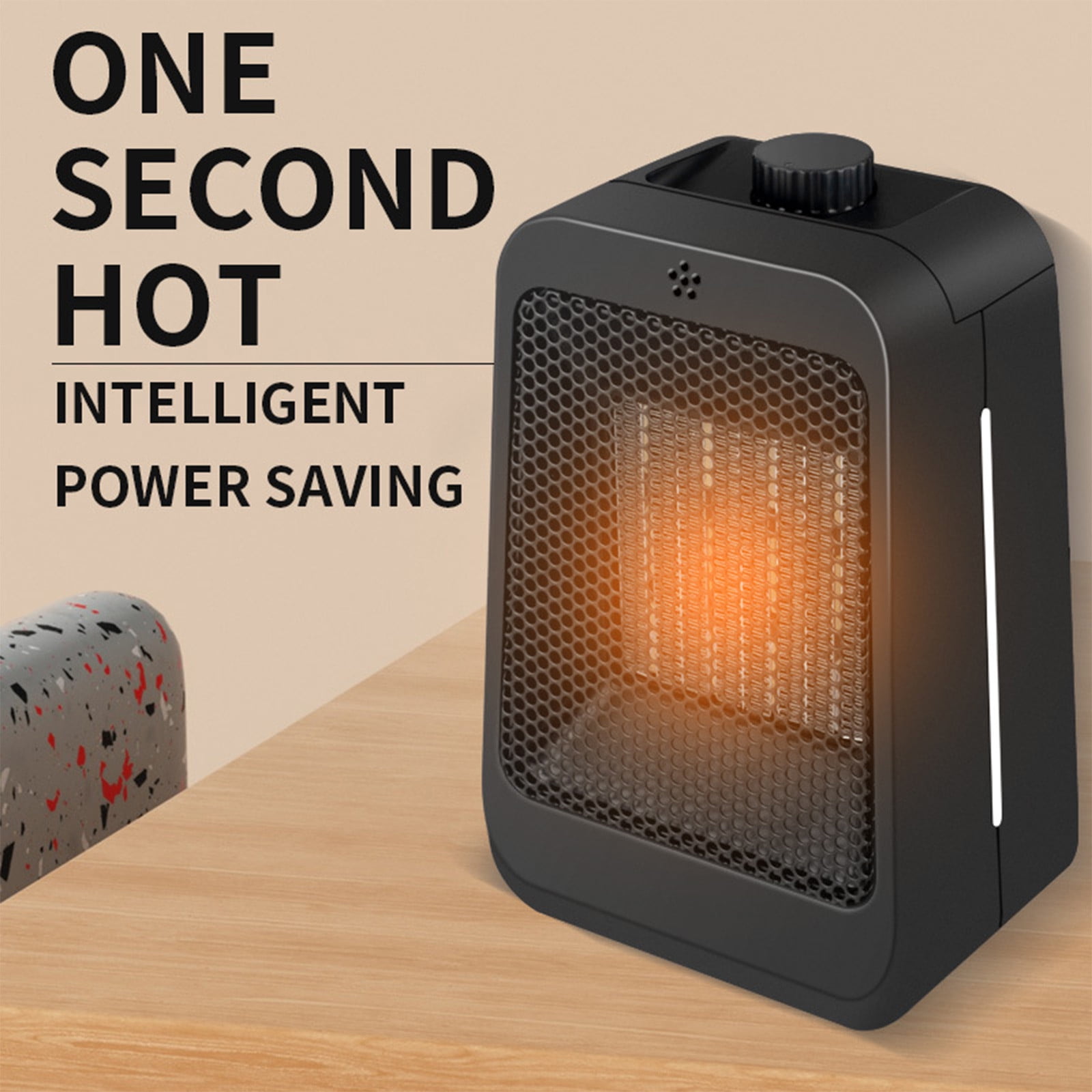 Nkmbld Electric Space Heater with Remote Portable Desktop Heater Fan for Bedroom with Adjustable Thermostat and Overheat Protection Black