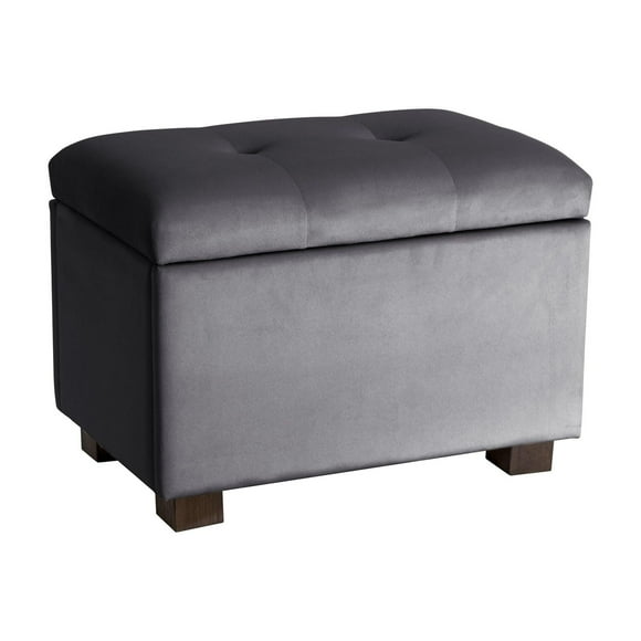 CorLiving Asha Small Velvet Tufted Upholstered Rectangular Indoor Ottoman with Storage