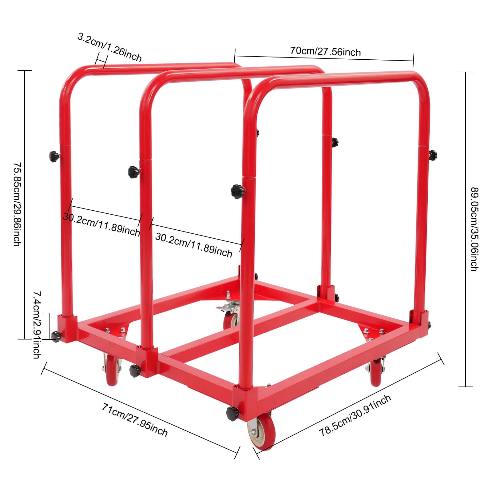 ToppiJoy Heavy Duty Hand Truck Dolly with 4 Swivel Casters, Industrial Hand Cart Hold up to 1400lbs for Plywood, Warehouse, Factory, Workshop (Red)