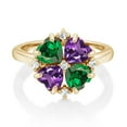 thumbnail image 2 of Gem Stone King 18K Yellow Gold Plated Silver Green Zirconia and Purple Amethyst Ring for Women (2.92 Cttw, Heart Shape 5MM, Gemstone Birthstone, Size 6), 2 of 3