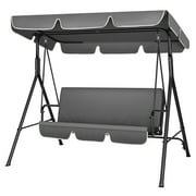 VIVOHOME 3-Seat Swing Glider Chair with Removable Cushion & Canopy, Steel Frame Stand, Gray