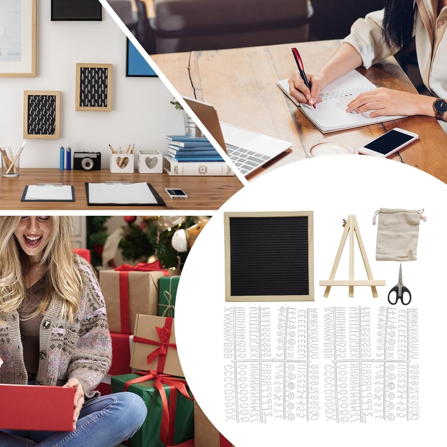 Felt Letter Board, 9.84x9.84 Inch Changeable Message Board, with 340 Letters, Numbers & Symbols for Classroom, Hospital, Café, Wedding, Home, Birthday Display
