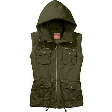 Women's Plus Canvas Vest with Hood